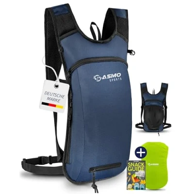 Imagen de SASMO® mochila pequeña para bicicleta y esquí, 6 L, compartimento térmico red casco, MTB, ultraligera, 350 g, incluye protección contra la lluvia, hombre mujer