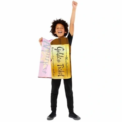 Imagen de amscan 9916196 Disfraz unisex para niños de Roald Dahl con boleto dorado Wonka Bar el Día Mundial del Libro Edad: 3 7 años