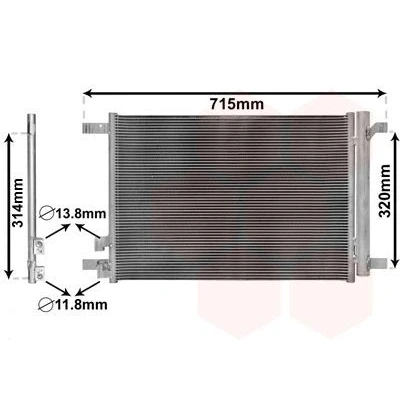 Imagen de VAN WEZEL 58005335 Condensador con secador Aluminio 545 VOLKSWAGEN: Golf 7, T Roc, 7 Variant, SEAT: Leon III Hatchback, IBIZA 5, SC