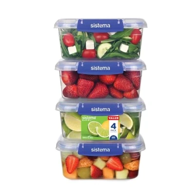 Imagen de recipientes para guardar alimentos KLIP IT PLUS de Sistema 1 L Juego 4 herméticos Sellado hermético Clips cierre fácil Sin BPA