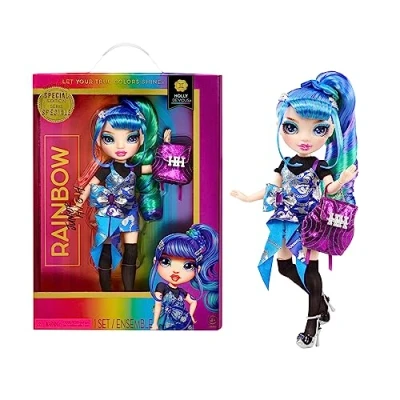 Imagen de RAINBOW HIGH Junior Special Edition Holly de VIOUS Muñeca Moda 22,86 cm Azul y Verde con Accesorios Mochila Flexible Abrir Cerrar Gran Regalo para niños 4 a 12 años