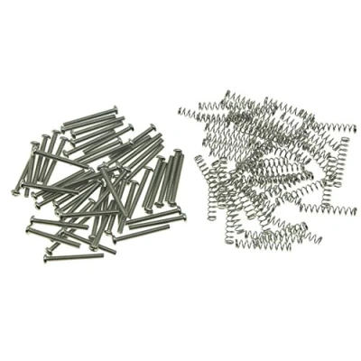 Imagen de KAISH 50 tornillos de rosca métrica Humbucker para pastilla guitarra, con muelles, compatible pastillas Epiphone SG importación níquel