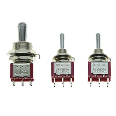 Imagen de KAISH Interruptor de palanca DPDT 3 vías encendido y con 2 mini interruptores ON
