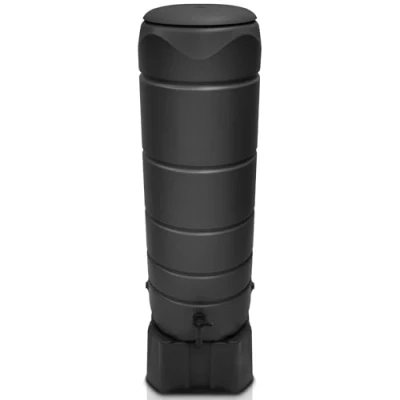 Imagen de YourCasa barril de lluvia CircleTower, 110 l, con pie, tapa y grifo, plástico, resistente a las heladas, depósito agua lluvia, para jardín,
