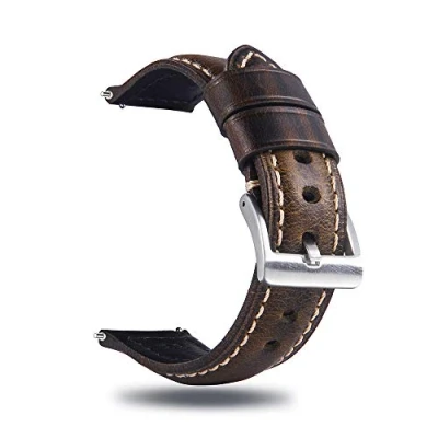 Imagen de Berfine correa de reloj cuero vaca liberación rápida estilo vintage retro con hebilla acero inoxidable, repuesto para hombre y mujer, ancho la 18 mm, 20 24mm