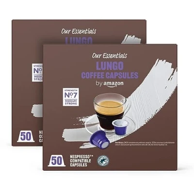 Imagen de by Amazon Lungo Cápsulas de café compatibles con Nespresso, Tueste Medio, 50 unidad, Paquete 2 Certificado Rainforest Alliance