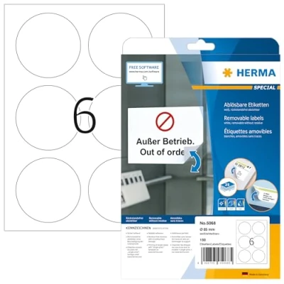 Imagen de Herma Special Etiquetas Multiuso (diámetro de 85 mm, 150 Unidades), Blanco