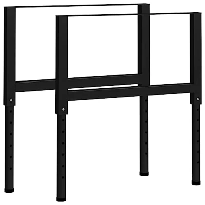 Imagen de vidaXL 2X Estructura de Banco Trabajo Soporte Duradero Altura Ajustable Mesa Taller Garaje Herramienta Metal 85x(69 95,5) cm Negro