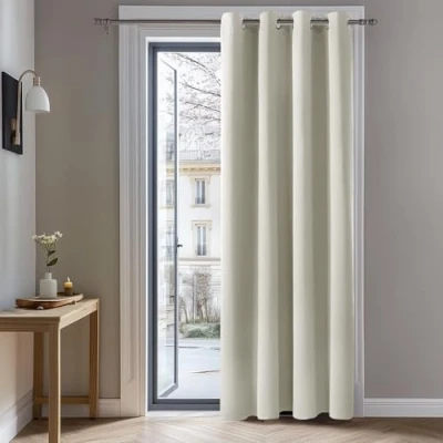 Imagen de Deconovo Cortinas Dormitorio Salon Opacas Moderna con Ojales, Termicas Aislantes Frio y Calor 132x274 cm(Ancho x Alto) Beige Claro, 1 Pieza