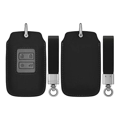Imagen de kwmobile Carcasa Compatible con Renault Llave de Coche Smart Key 4 Botones (Solo Keyless Go) Funda Ante sintético para Mando a Distancia Negro/Gris