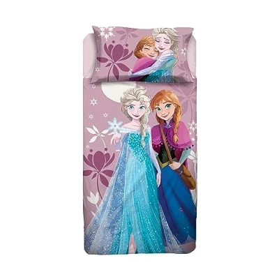 Imagen de Disney Frozen Juego de sábanas para Cama Individual, sábana encimera, Bajera Ajustable, Funda Almohada, Color Rosa, 100% algodón, Producto Oficial