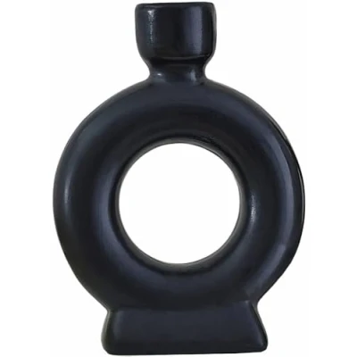 Imagen de Ginger Ray Portavelas de cerámica negra para decoración Mesa Navidad, Paquete 2, 14,7 cm Alto x 10,8 Ancho