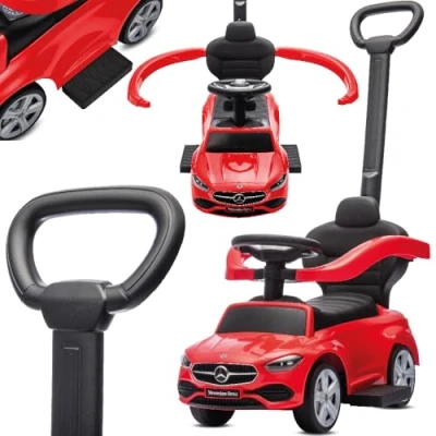 Imagen de sun baby Coche de Empuje Mercedes C Class, para Niños a Partir 1 año, Respaldo Alto, Volante con Audio, reposapiés Extensibles, Compartimento portaobjetos (Rojo)