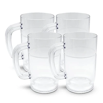 Imagen de DOJA Barcelona Jarra de Cerveza Plastico 1 L Pack 4 Jarras Policarbonato Vasos Duro Reutilizable para Artesanal