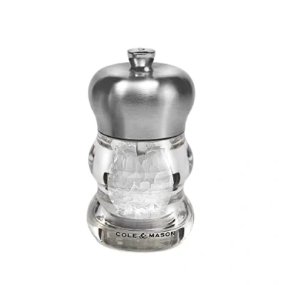 Imagen de Cole &amp; Mason H307092P Ascot Molinillo de Sal, Precision+/Molienda Ajustable, Acero Inoxidable/Acrílico, 100mm, Incluye 1 x Molino