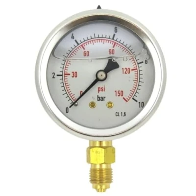 Imagen de Suinga MANOMETRO esfera GLICERINA 0 10 Bar 1/4&quot;. Utilizado en fontanería y jardinería para CALCULA la PRESIÓN exacta de funcionamiento las tuberías