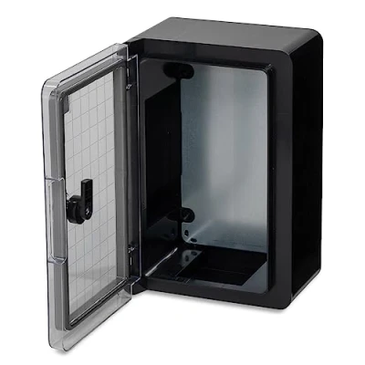 Imagen de caja mural IP65 industrial vacía Plástico ABS Placa de montaje la Cerradura Serie BOXEXPERT Fleet Varios tamaños Negro transparente (300x200x130mm)