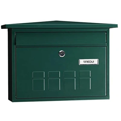Imagen de ARREGUI Deco E5703 Buzón Exterior de Acero, Tamaño M (Correo DIN A4 y Revistas), Correo Mediano, Pared Fondo Estrecho, Antilluvia, Fácil Instalar, Verde