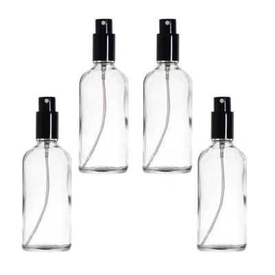 Imagen de YIZHAO Transparente Bote Spray Pulverizador Cristal 100ml, Pequeño con Fina Niebla, para Aceite Esencial, Aromaterapia, Perfume,Limpieza, Viaje, Agua,Farmacia, Laboratorio 4Pcs