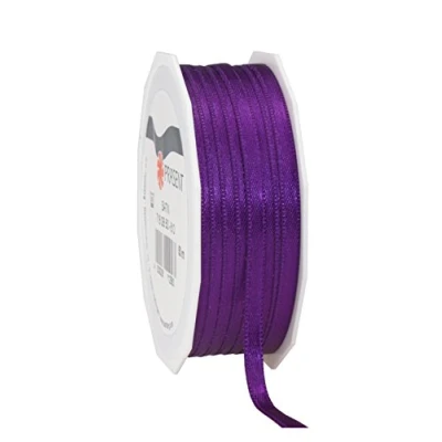 Imagen de C.E. PATTBERG PRÄSENT cinta regalo satén color violeta, 50 m de raso para envolver regalos, 6 mm ancho, decoración y manualidades, decorativa versátil