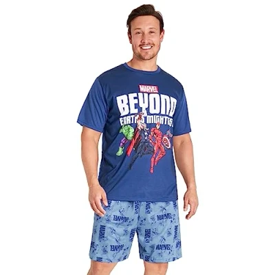 Imagen de Marvel Pijama Corto para Hombre De Verano con Estampado Los Superhéroes Tallas M 3XL (2XL, Azul)
