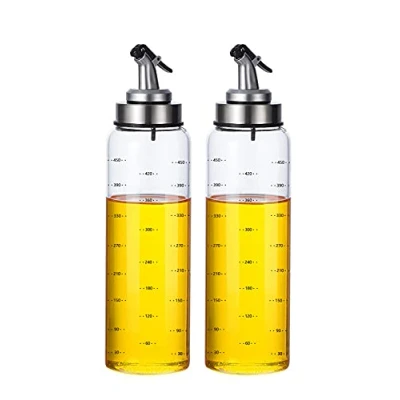 Imagen de MHTECH botella de aceite y vinagre, dispensadora vinagre oliva, vidrio sin goteo 500 ml, con graduaciones precisas, a prueba polvo fugas