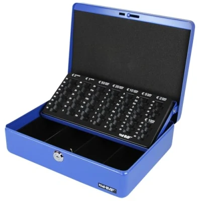 Imagen de HMF 10015 05 Caja de Caudales, Bandeja para Contar Monedas 30 x 24 9 cm, Azul