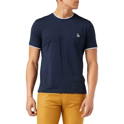 Imagen de ORIGINAL PENGUIN Camiseta SS Sticker Pete Ringer, Zafiro Oscuro, S para Hombre