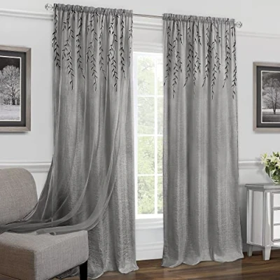 Imagen de Achim Home Furnishings Willow Rod Pocket Window Curtain (Single Panel) Cortina de Ventana Bolsillo para Barra Sauce (un Solo, Gris, 42&quot; x 84&quot;