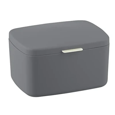 Imagen de WENKO Caja de baño con tapa Barcelona Antracita cesta almacenaje, para el tapa, absolutamente irrompible Gris