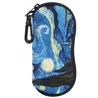 Imagen de MoKo Funda de Gafas [Ultra Ligero] Neopreno con Cremallera Almacenaje Lente Suave Sunglasses Case Clip Cinturón para Gafas, Bolsa Llaves, Lápices, Tarjetas, Noche Estrellada