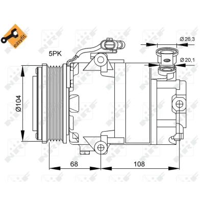 Imagen de NRF EASY FIT 32082 compresor de Aire Acondicionado CVC 12 PAG 46 con aceite PAG, junta anular OPEL: Astra G Berlina, CC
