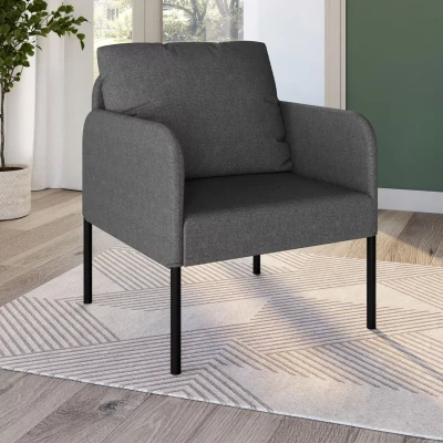 Imagen de Fauteuil en tissu gris anthracite moderne pieds métal noir