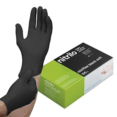 Imagen de Sumedtec Guantes Nitrilo Talla S (Pack 100 uds), Desechables, Negro, Desechables Nitrilo, Sin Polvo, Negros (LATEX FREE)