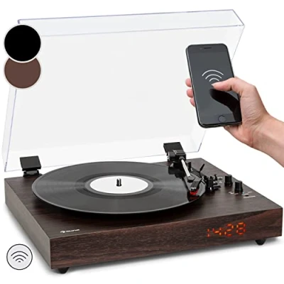 Imagen de Auna Tocadiscos de Vinilo Vintage, Incluye Altavoces con Sistema Estéreo, para Musica, Vinilo, Reproductor Retro Bluetooth, Potente Sonido, Giradiscos Portátil Casa