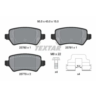 Imagen de TEXTAR 2578001 Juego de pastillas freno con avisador acústico desgaste tornillos pinza accesorios KIA: cee‘d II Hatchback