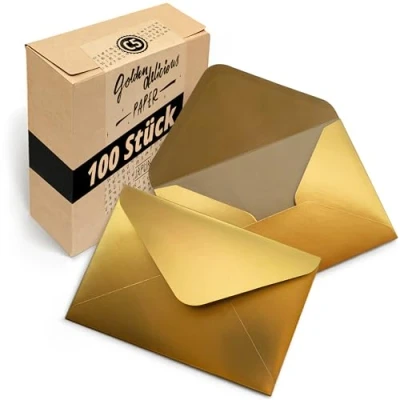 Imagen de Japun sobres (100 piezas) de papel, sobre sin ventana DIN C5 220 x 156 mm oro/dorado