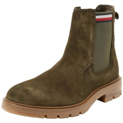 Imagen de Tommy Hilfiger Hombre Botas de caña baja Corpoarte Suede Chelsea ante, Verde (Army Green), 44 EU
