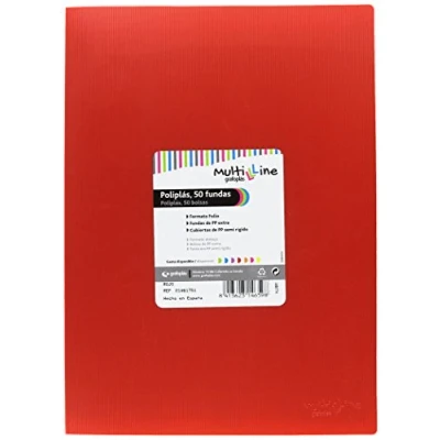 Imagen de Grafoplás 01461751－Carpeta de fundas Multiline, 50 fundas, tamaño folio, color rojo