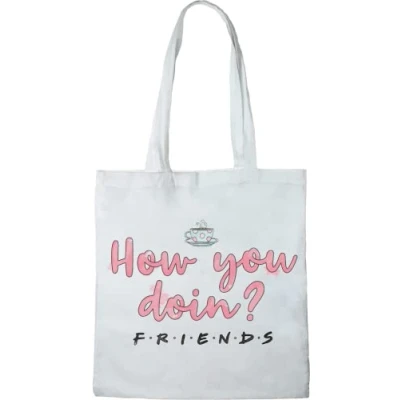 Imagen de cotton division TOTE BAG FRIENDS HOW YOU DOING ? REFERENCIA: BWFRIENBB005, BLANCO, 38 x 40 cm