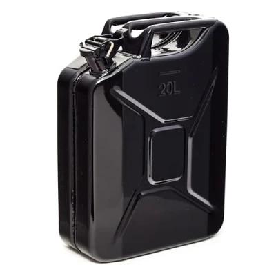 Imagen de BW© Bidón de combustible metal para gasolina, 20 litros, color negro, RAL 9005, certificado TÜV y homologación UN, fabricado en Europa