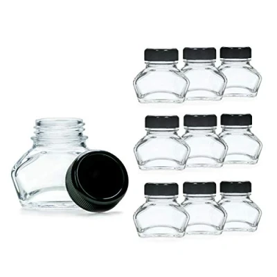 Imagen de Octopus 10x tintero, vaso de joyería con tapón rosca negro, volumen 30ml, Ø hilo 30mm