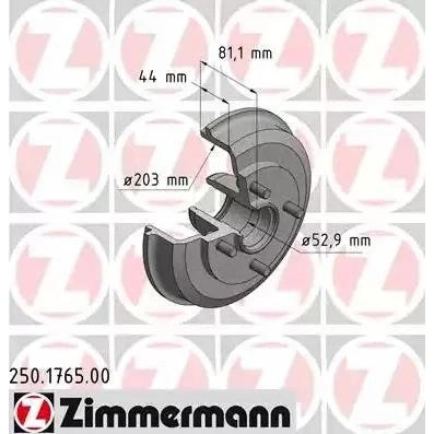 Imagen de ZIMMERMANN 250.1765.00 Tambor de Freno 243 FORD: Focus Mk1 Hatchback