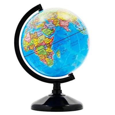Imagen de Exerz 14cm Globo Terráqueo Mapa en Español Educativo Girable Decoración de Escritorio Político Geográfica/Moderna (14cm)