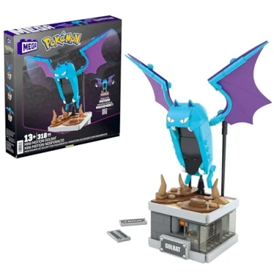 Imagen de Mega Pokemon Golbat Mini con Movimiento de alas 318 Bloques construcción, Juguete para coleccionistas +13 años (Mattel HTH72)