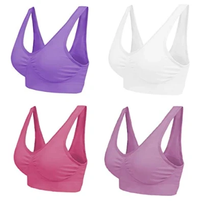 Imagen de Boolavard Sujetador Cómodo para Mujer, Clásico Bustier, Push Up y Sin Aros (FR/ES, Letras, 3XL, Regular, Blanco, Púrpura Claro, Lila Rosa)