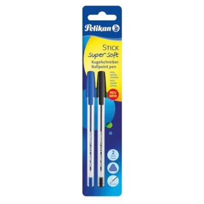 Imagen de Pelikan 804424 Bolígrafo stick Super Soft, 2 unidades), color negro, azul