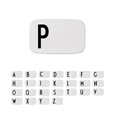Imagen de design letters personal caja de almuerzo (Blanco) P Sin BPA y BPS, la a Z, Ideal Para escuela o el trabajo, Fácil abrir, adultos niños, 154 g, W: 18 x H: 6.5 xl: 11cm