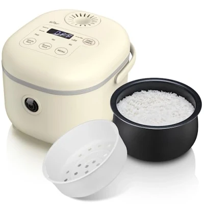 Imagen de Bear Arrocera de 3,5 Tazas (sin cocer) con Vaporera, Mini Rice Cooker Multifuncional 350W, 6 Funciones Cocción arroz para 2 4 Personas