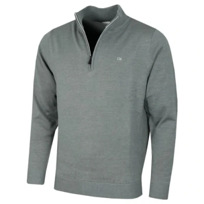 Imagen de Calvin Klein Suéter de punto algodón para hombre 2024 con media cremallera, negro/ rojo, M